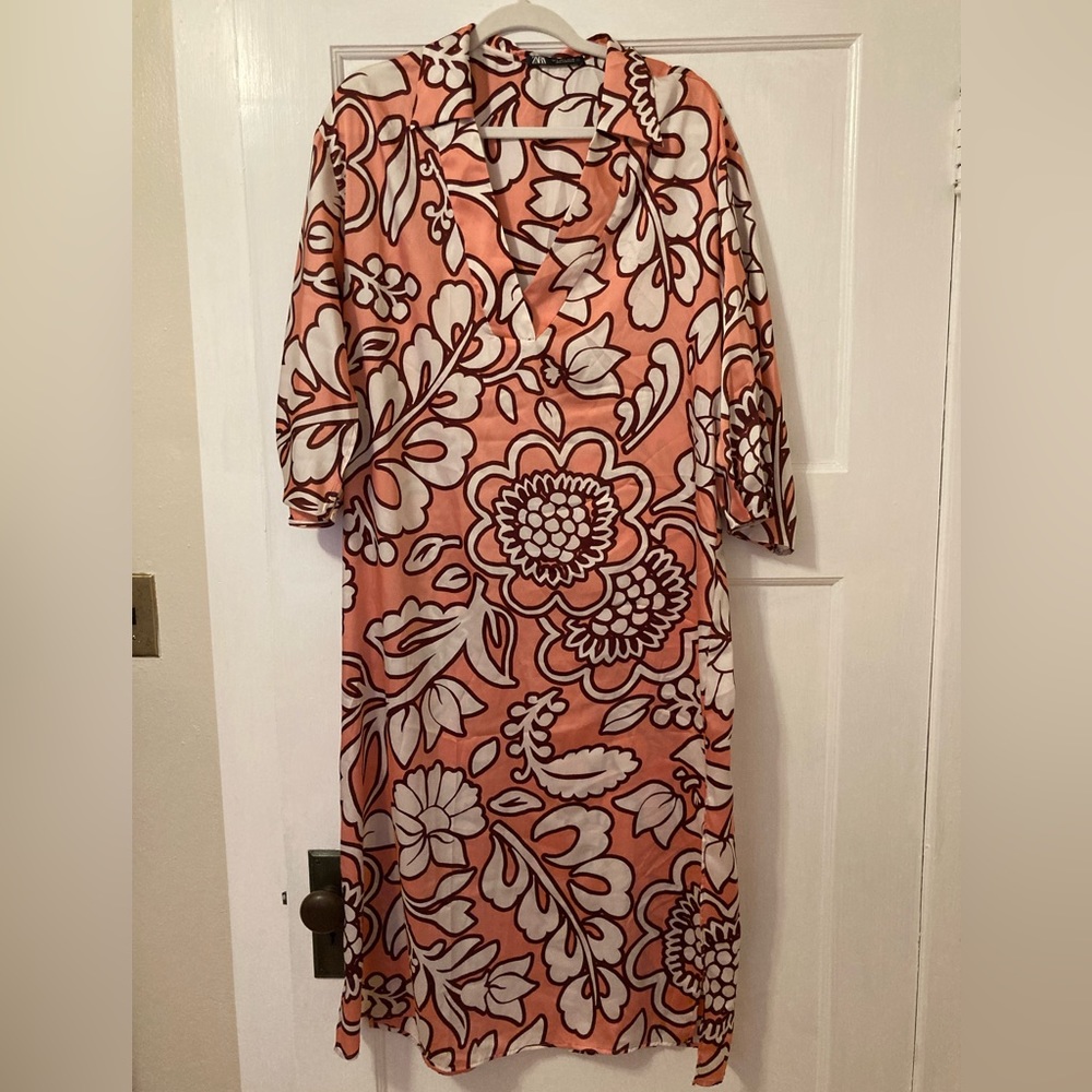 Zara silky print dress